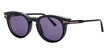 Tom Ford® FT5823-H-B FT5823-H-B 001 50 - 001 - Shiny Black / Blue Block Lenses With Sun Clip Eyeglasses