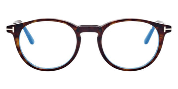 Tom Ford® FT5823-H-B FT5823-H-B 052 50 - 052 - Shiny Dark Havana / Blue Block Lenses With Sun Clip Eyeglasses