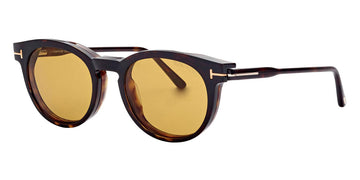 Tom Ford® FT5823-H-B FT5823-H-B 052 50 - 052 - Shiny Dark Havana / Blue Block Lenses With Sun Clip Eyeglasses