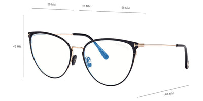 Tom Ford® FT5840-B FT5840-B 001 56 - 001 - Shiny Black, t" Logo / Blue Block Lenses" Eyeglasses