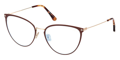 Tom Ford® FT5840-B FT5840-B 046 56 - 046 - Matte Light Brown, t" Logo / Blue Block Lenses" Eyeglasses