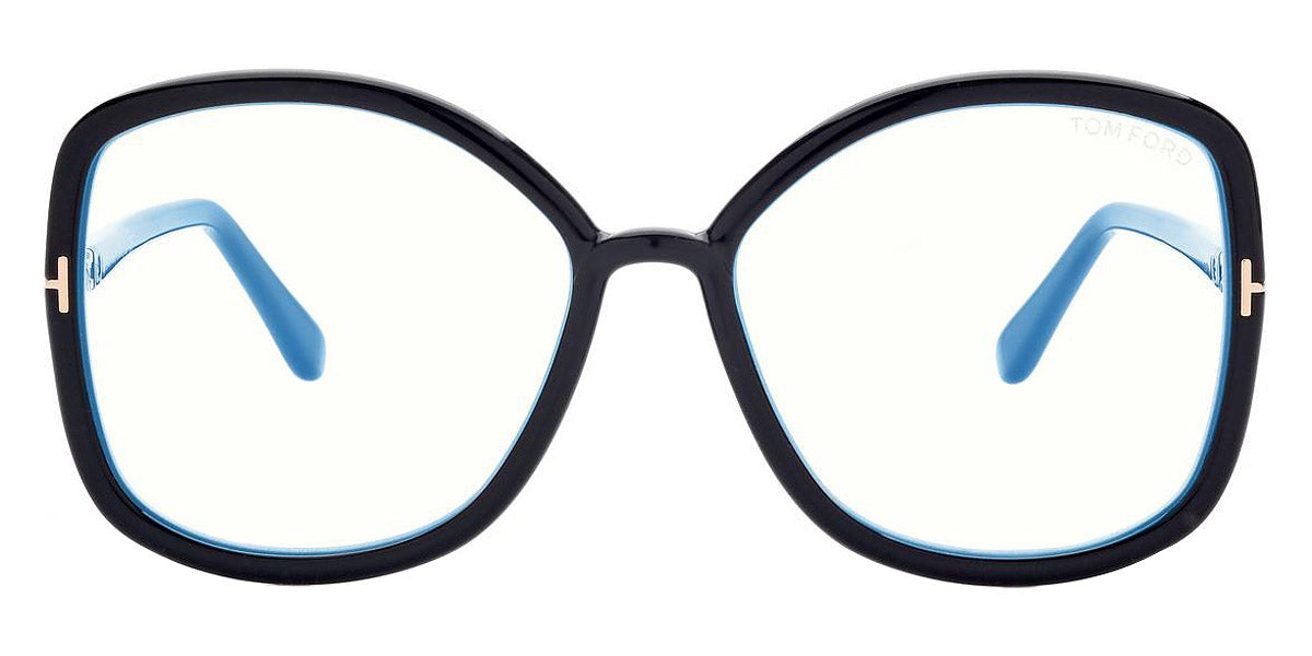 Tom Ford® FT5845-B FT5845-B 001 56 - 001 - Shiny Black, t" Logo / Blue Block Lenses" Eyeglasses