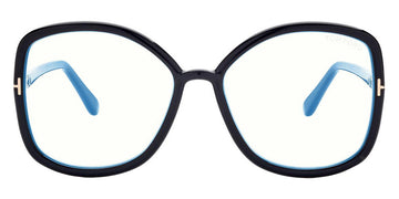 Tom Ford® FT5845-B FT5845-B 001 56 - 001 - Shiny Black, t" Logo / Blue Block Lenses" Eyeglasses