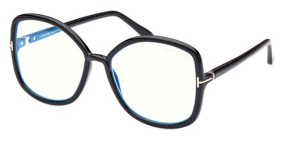 Tom Ford® FT5845-B FT5845-B 001 56 - 001 - Shiny Black, t" Logo / Blue Block Lenses" Eyeglasses