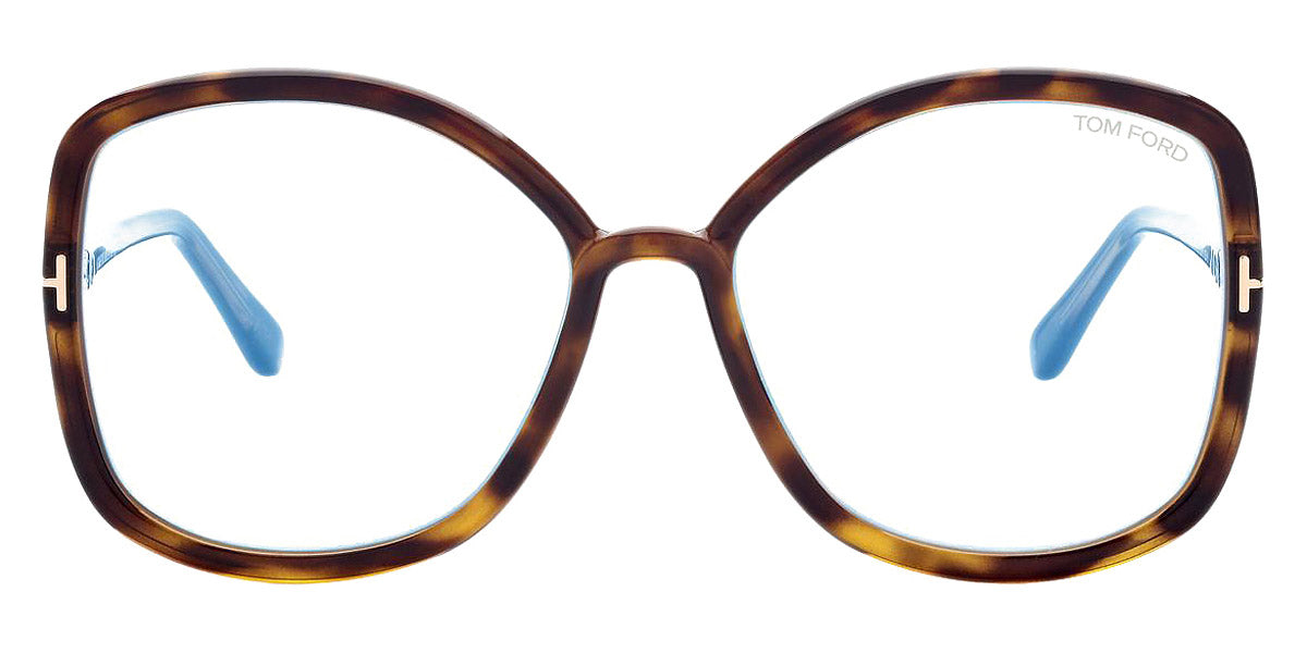 Tom Ford® FT5845-B FT5845-B 052 56 - 052 - Dark Havana, t" Logo / Blue Block Lenses" Eyeglasses