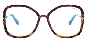 Tom Ford® FT5845-B FT5845-B 052 56 - 052 - Dark Havana, t" Logo / Blue Block Lenses" Eyeglasses