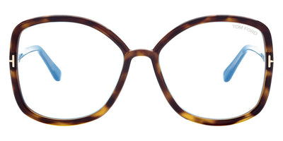 Tom Ford® FT5845-B FT5845-B 052 56 - 052 - Dark Havana, t" Logo / Blue Block Lenses" Eyeglasses