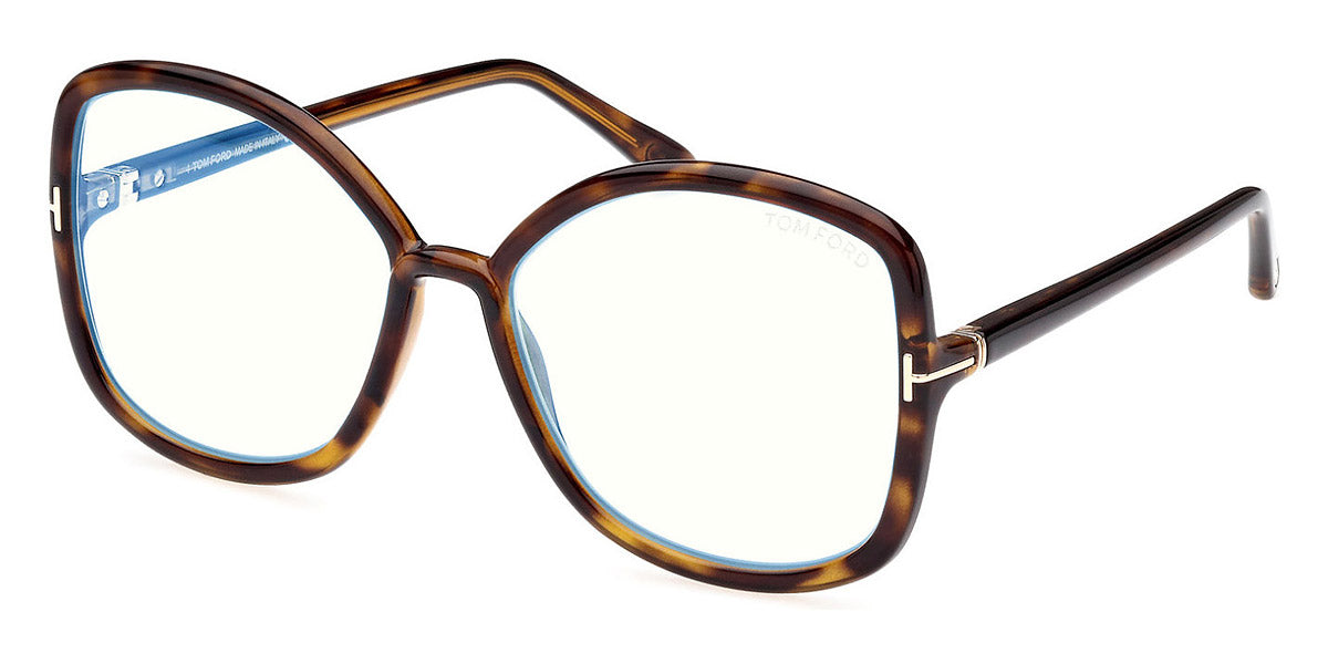 Tom Ford® FT5845-B FT5845-B 052 56 - 052 - Dark Havana, t" Logo / Blue Block Lenses" Eyeglasses