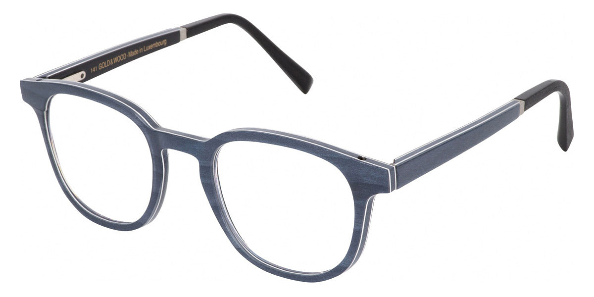 Gold & Wood® OGMA G&W OGMA 40 47 - 40 - Glossywood/Blue Jeans Bolivar/Night Blue Bolivar/Ebony Tanganyika Eyeglasses