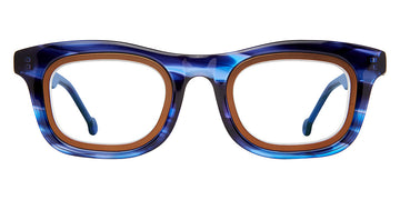 L.A.Eyeworks® RAMBLER  LA RAMBLER 1027467M 47 - Badass Blue with Brown Matte Insert Eyeglasses